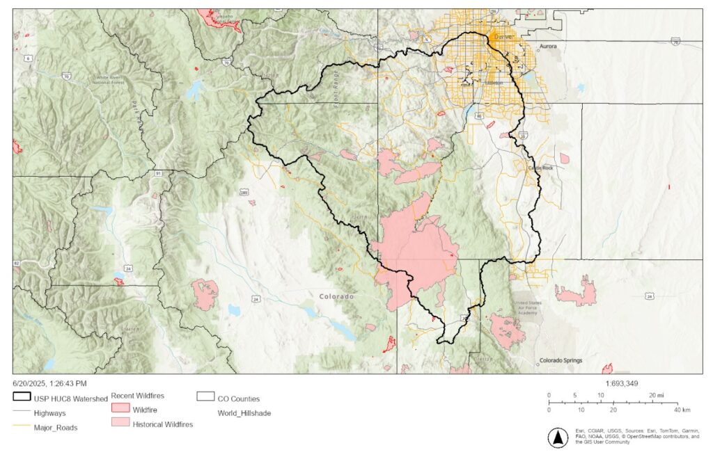 USPP watershed map with wildfire scars